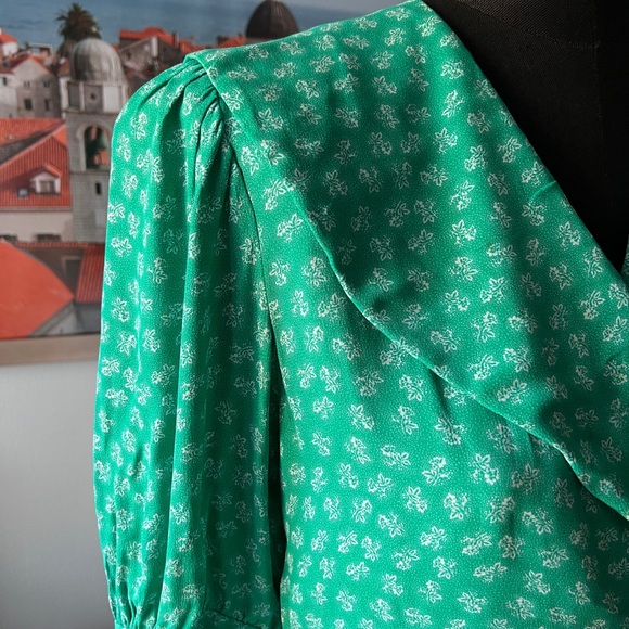 Vintage Karin Stevens by Steven Stroller green floral cottagecore Sz6 midi dress - Picture 6 of 10